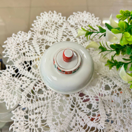 Чайница от сервиза "Северное лето" ЛФЗ. Фарфор, деколь, ручная роспись. Отсутствует верхняя крышка. Картинка 2